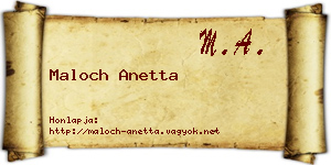 Maloch Anetta névjegykártya